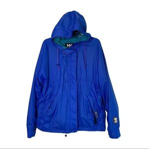 Vintage Helly Hansen Blue Rain Waterproof Breathable Windbreaker Jacket Size M